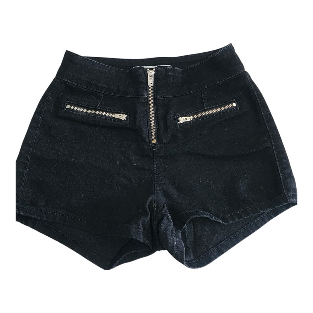 Guess Black High Waist Zippered Shorts